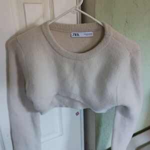3X$27 Closet Clear Out Zara Cropped Women's Sweater Cream  SzM USED
